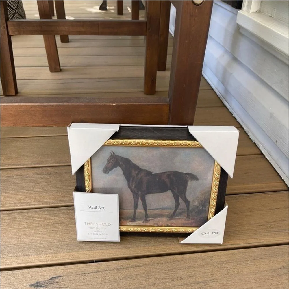 Studio McGee Stallion Art  Wall Canvas Antique Gold Horse Home Decor NWT - Picture 4 of 6